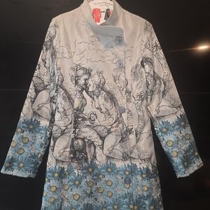 Desigual Thin Coat - Size 38 EU - Colour Silver/Blue